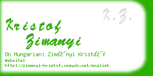 kristof zimanyi business card